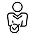 Approved credibility icon, outline style