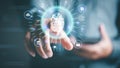 Approved cybersecurity and login authentication With AI database technology, business people use fingerprints to unlock the system