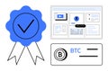 Approved digital certification with cryptocurrency payment and blockchain-based data analytics tools Royalty Free Stock Photo
