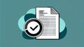 Approved document with check mark symbol and cloud computing storage