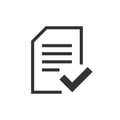 Approved document icon in flat style. Authorize vector illustration on white isolated background. Agreement check mark business