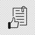 Approved document icon in flat style. Authorize vector illustration on white isolated background. Agreement check mark business