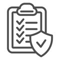 Approved document line icon. Checkboard vector illustration isolated on white. Verified list outline style design