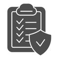 Approved document solid icon. Checkboard vector illustration isolated on white. Verified list glyph style design