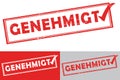 Approved German language: Genehmigt rubber stamp