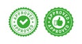 Approved green circle rubber seal stamp. Flat vector illustration isolated on white Royalty Free Stock Photo