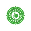 Approved green grunge circle rubber seal stamp. Flat vector illustration isolated on white Royalty Free Stock Photo