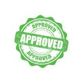 Approved green rubber stamp with grunge in a flat design Royalty Free Stock Photo