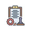 Color illustration icon for Approved, document and label Royalty Free Stock Photo