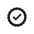 Approved icon isolated. Quality mark. Stamp element. Good result. Check mark symbol