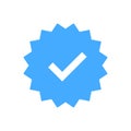 Approved icon. Profile Verification. Accept badge. Quality icon. Check mark. Sticker with tick. Vector illustration.