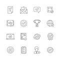 Approved icons set. Checked compliance inspection tools simple lines vector symbols