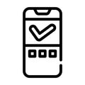 Approved mark mobile display line icon vector illustration
