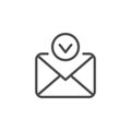 Approved message line outline icon