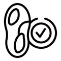 Approved orthopedic insoles icon outline vector. Foot bone