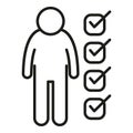 Approved person icon outline . Work human
