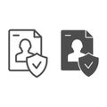 Approved personal document line and glyph icon. Checked identity vector illustration isolated on white. Paper outline