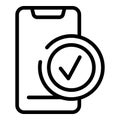 Approved phone app icon outline vector. Screen element