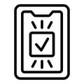 Approved phone login icon outline vector. Computer form