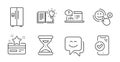 Approved phone, Smile face and Product knowledge icons set. Time, Refrigerator and Online help signs. Vector