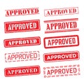 Approved red rubber vintage stamp set over a white background Royalty Free Stock Photo