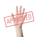 Approved red stamp hand concept Royalty Free Stock Photo