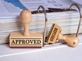 Approved and refused stamp on desk in the office Royalty Free Stock Photo