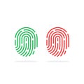 Approved and rejected fingerprint icons