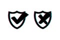 Approved and rejected label sticker glitch icon. Vector stock illustration. Royalty Free Stock Photo