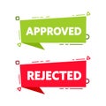 Approved and rejected label sticker. Green check mark yes and red cross no icon. Vector stock illustration Royalty Free Stock Photo