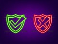 Approved and rejected label sticker neon icon. Vector stock illustration Royalty Free Stock Photo