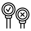 Approved and rejected project icon outline vector. Idea report