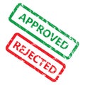 Approved and rejected rubber stamp to positive and negative result Royalty Free Stock Photo