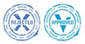 Approved and rejected rubber stamps imprints set