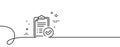 Approved report line icon. Accepted document sign. Continuous line with curl. Vector