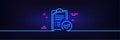 Approved report line icon. Accepted document sign. Neon light glow effect. Vector