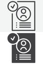 Approved resume line and solid vector icon set Royalty Free Stock Photo
