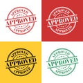 Approved, round vector icon, transparent in four colors