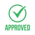 Approved Rubber Stamp, Approved Icon, Seal Of Approval, Tested And Verified Badge With Check Mark, Accepted Sign, Authorized Badge Royalty Free Stock Photo