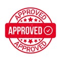 Approved Rubber Stamp, Approved Icon, Seal Of Approval, Tested And Verified Badge With Check Mark, Accepted Sign, Authorized Badge Royalty Free Stock Photo