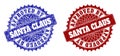APPROVED BY SANTA CLAUS Blue and Red Round Stamp Seals with Corroded Textures