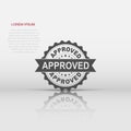 Approved seal stamp vector icon. Approve accepted badge flat vector illustration. Business concept pictogram on white background Royalty Free Stock Photo