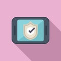 Approved secured data icon flat vector. Key online paper