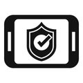 Approved secured data icon simple vector. Key online paper