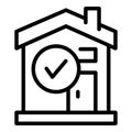 Approved self isolation icon outline vector. Remote distance