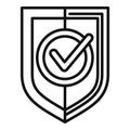 Approved shield icon outline vector. Interface button