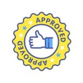Approved stamp color line icon. Successful check concept. Certified, validation element. Sign for web page, mobile app