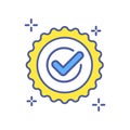Approved stamp color line icon. Successful check concept. Certified, validation element. Sign for web page, mobile app