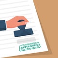 Approved stamp in hand businessman. Green approved stamp Royalty Free Stock Photo