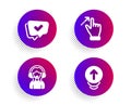 Approved, Support and Touchscreen gesture icons set. Swipe up sign. Chat message, Call center, Swipe. Vector